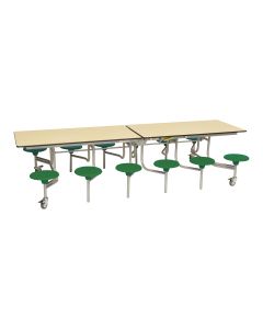 Secondary Rectangular 12 Seater Dining Tables - Green Seat/Maple Top