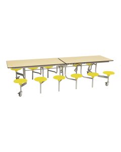 Secondary Rectangular 12 Seater Dining Tables - Yellow Seat/Maple Top