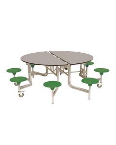 Secondary Circular 8 Seater Table Green Seat Grey Top