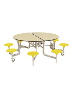 Secondary Circular 8 Seater Table Yellow Seat Maple Top
