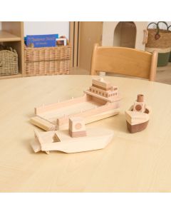 Wooden Boats with Hidden Wheels  - Pack of 3