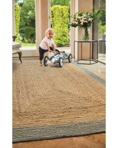 Jute Border Rectangle Rug - Sage - Large 160 x 230cm