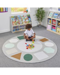 Geometric Shapes Round Scandi Rug