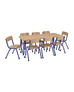 Milan Rectangular Height Adjustable Table - 8 Seater - Blue