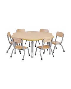 Milan Flower Height Adjustable Table - 6 Seater - Grey
