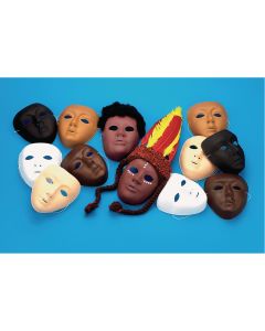 Multicultural Plastic Face Masks - Pack of 10