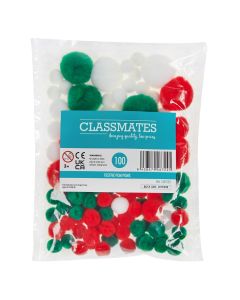 Festive Pom Poms - Pack of 100