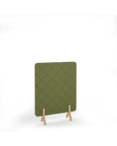 Lattice Acoustic Floor Standing Screen Wooden Legs Dk Green