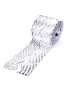 Bordette Scalloped Corrugated Card Border Roll - 57mm x 15m - Silver