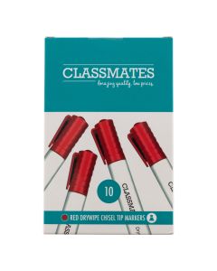 Classmates Whiteboard Marker - Red - Chisel Tip - Pk 10