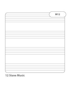 A4 Music Paper- 12 Stave Manuscript- 2 Hole Punched - 1 Ream