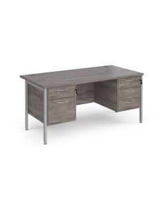 Straight Desk With 2 Plus 3 Drawer Pedestal - Grey Oak