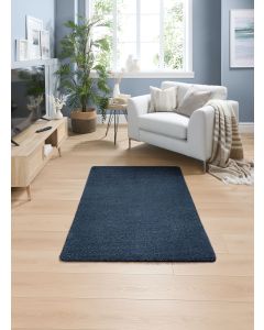 Plain Stain Resistant Washable Rug -100 x 150cm - Navy