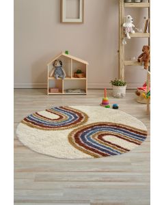Modern Rainbow Circle Shaggy Rug - Small