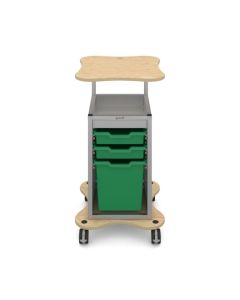 Silver Trolley with 2 Shallow & 1 Jumbo Trays - Green