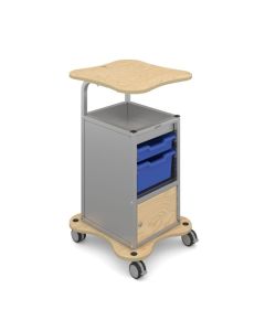 Lockable Silver Trolley with 1 Shallow & 1 Deep Tray - Blue