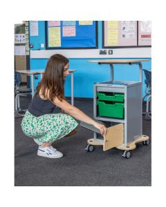 Lockable Silver Trolley with 1 Shallow & 1 Deep Tray - Green