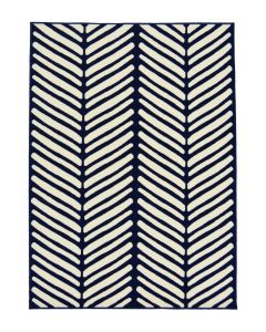 Zig Zag Geo Hardwearing Mat - Medium - Navy
