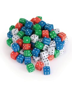 Assorted Coloured Dice - Pack of 100