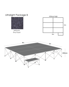 Ultralight Stage Pack B- 4x3M Carpeted- Anthracite Grey