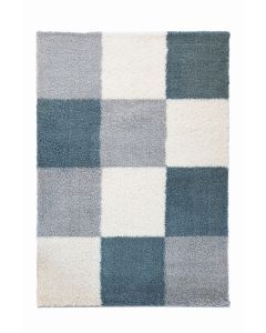 Blue/Grey Patchwork Rug - Large