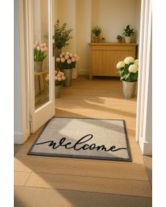 Large Welcome Non Slip Washable Mat - Beige