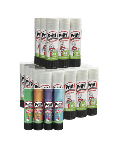 Pritt Glue Stick - 43g - Pack of 34 + 4x11g Fun Colours FREE