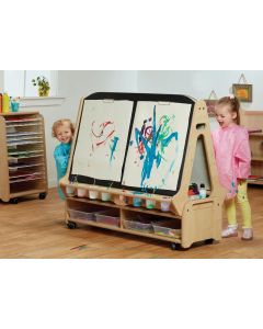 Double-sided 4 Station Whiteboard Easel with Trolley