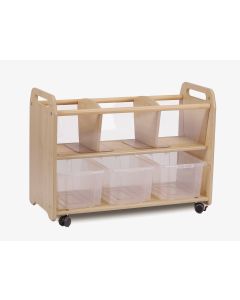 Mobile Clear View Storage Unit with 3 Clear Tubs