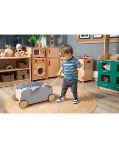 Grey Wooden Pull Along Wagon