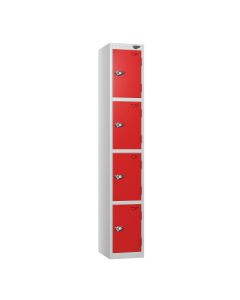 Full Height Flat Top Lockers - 30cm Depth - Red - 4 Door
