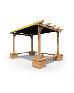 Shaded Pergola with Seating & Planters