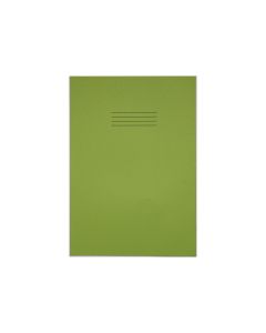Rhino A4 Tinted Paper Exercise Books 80 Page 8mm Ruled with Margin Green Paper - Pack of 50