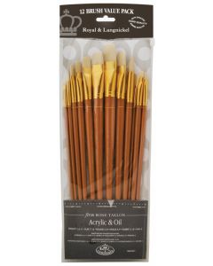 Royal & Langnickel Hard Bone Taklon Brushes - Pk 12