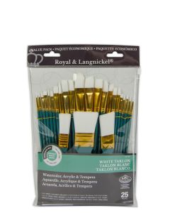 Royal & Langnickel Medium White Taklon Brushes - Pk 25