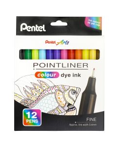 Pentel Pointliner Fineliner - Assorted - Pack of 12