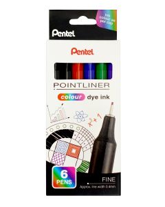 Pentel Pointliner Fineliner - Assorted - Pack of 6