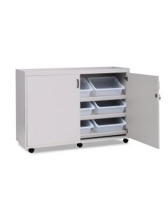 Grey 9 Tray Sloping Unit with Lockable Doors