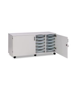 Grey 24 Tray Quad Column Unit with Lockable Doors