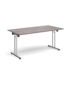 Folding Meeting Table 1600x800mm - Grey Oak - Silver Frame
