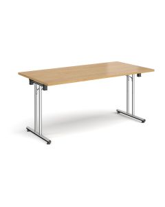 Folding Meeting Table 1600x800mm - Oak - Silver Frame