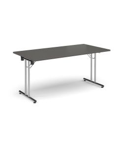 Folding Meeting Table 1600x800mm - Charcoal - Silver Frame