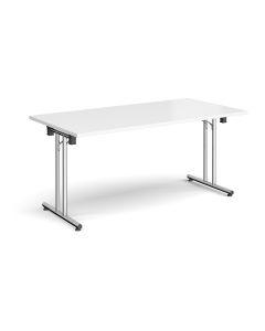 Folding Meeting Table 1600x800mm - White - Silver Frame
