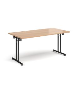 Folding Meeting Table 1600x800mm - Beech - Black Frame