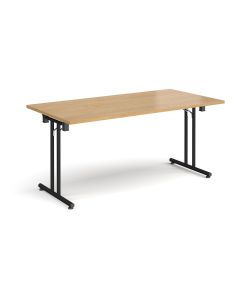 Folding Meeting Table 1600x800mm - Oak - Black Frame