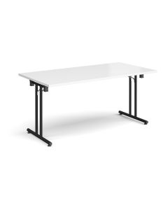 Folding Meeting Table 1600x800mm - White - Black Frame