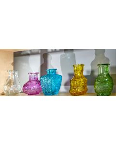 Coloured Detailed Glass Bottles - Pack of 5