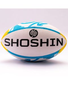 SHOSHIN Training Rugby Ball - White/Yellow/Blue - 3