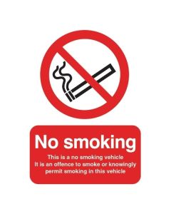 No Smoking This Is A No Smoking Vehicle Sign 100 x 75mm S/A
