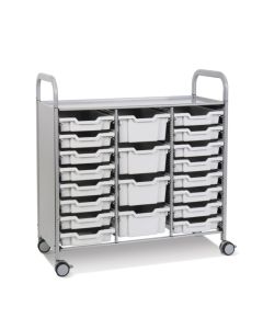 Treble Silver Trolley 16 Shallow & 4 Deep Trays- Light Grey